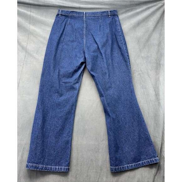 Nothing Jeans Womens 20 Blue Wide Flared Denim Y2K Button Fly Pockets Plus - Picture 5 of 12